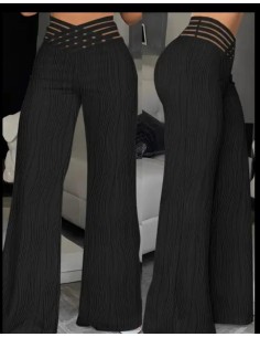 PANTALON GEMMA NEGRO CON TEXTURA