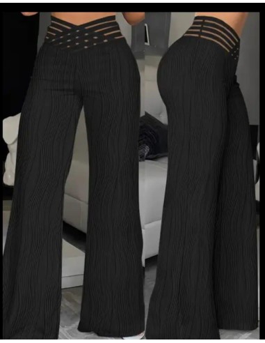 PANTALON GEMMA NEGRO CON TEXTURA