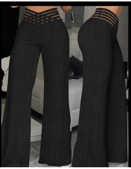 PANTALON GEMMA NEGRO CON TEXTURA