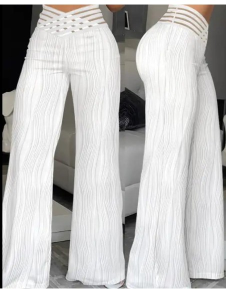 PANTALON GEMMA BLANCO CON TEXTURA